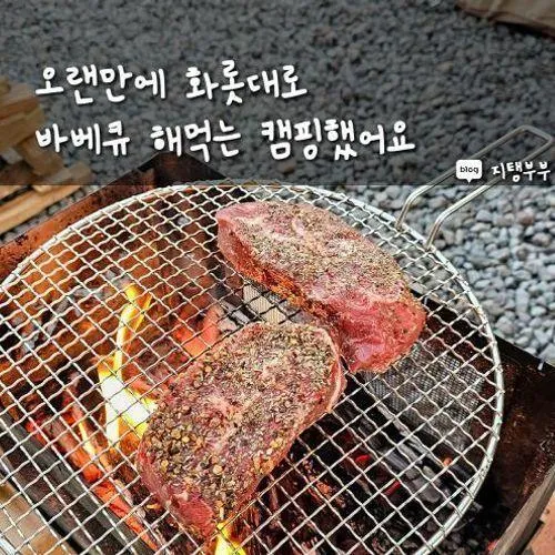 제주 노꼬메 펜션 캠핑장에서 오랜만에 화롯대로 바베큐...