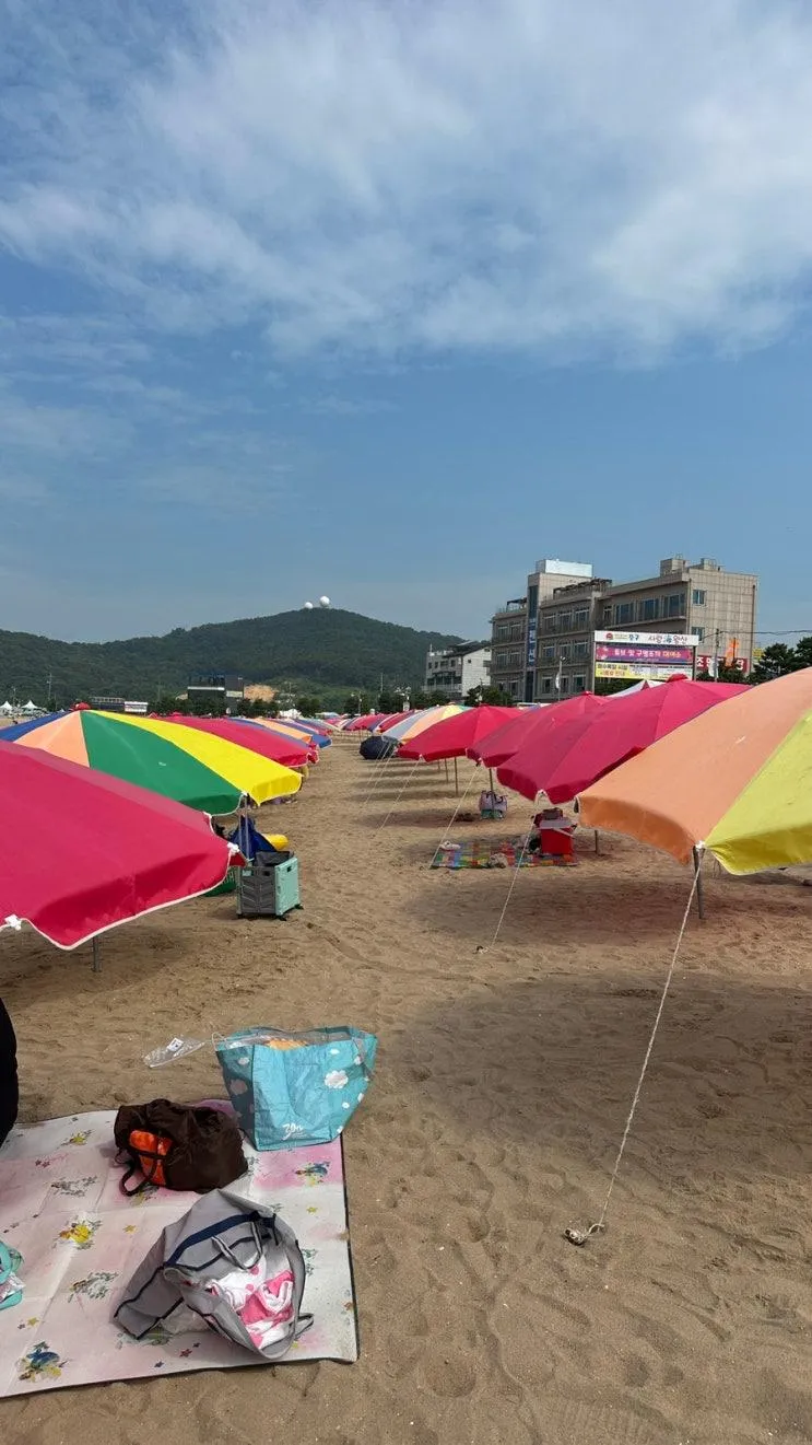 아이 아기랑 가기 좋은 왕산 해수욕장 여름 파라솔,샤워 후기