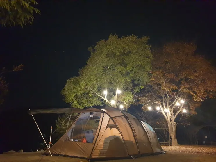 2020.11 :: 충남 공주 계룡산사계절펜션캠핑장 / 저수지뷰...