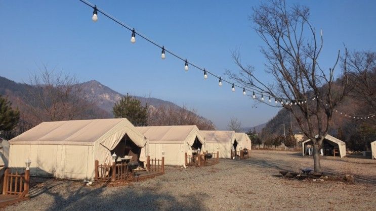 강촌 엘리시안 보드여행 1박2일 숙박 강촌하늘아래글램핑에서...