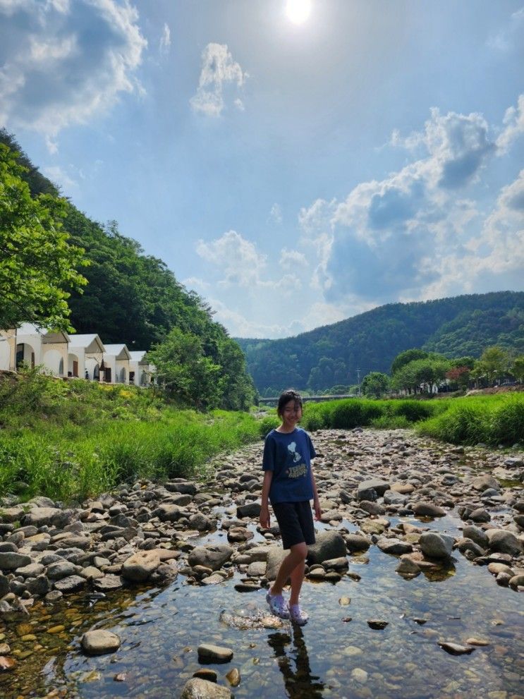 아이와 가평 여행,'하늘숲글램핑파크'(계곡 바로 옆에서 고기...