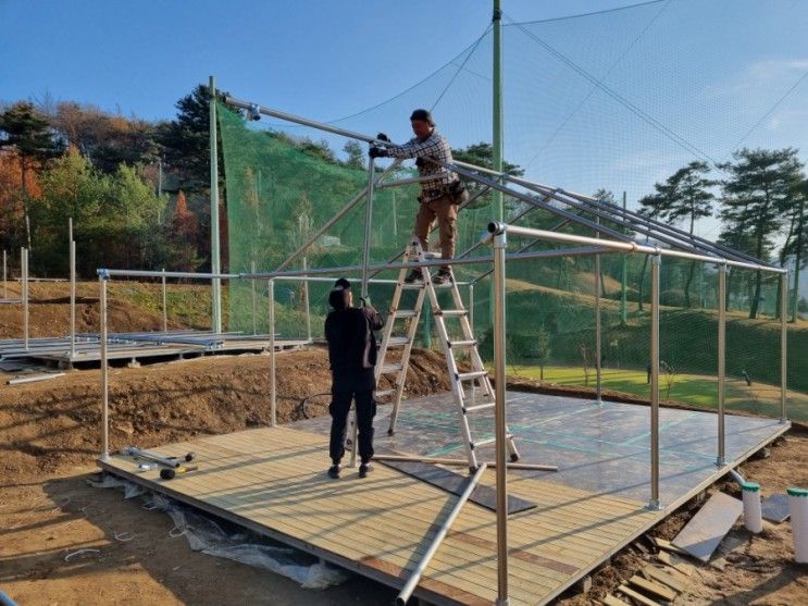 청주낭성토마스캠프 글램핑장 글램핑텐트 설치