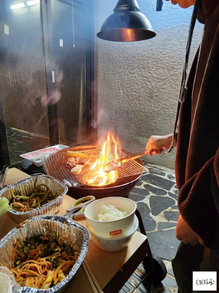 양평 이볼하우스펜션 계곡 스파 대중교통이용으로 바베큐 먹고...