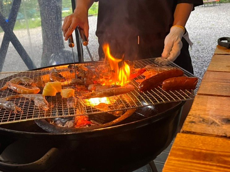 비오는날 가평글램핑장 별똥별글램핑 감성 끝내줍니다! 비와도...