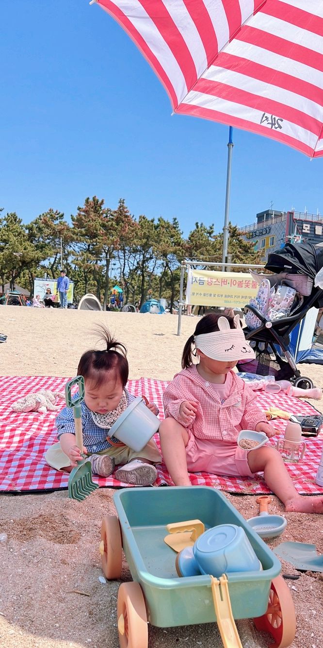 을왕리해수욕장 아이랑 모래놀이 파라솔대여 공영주차장