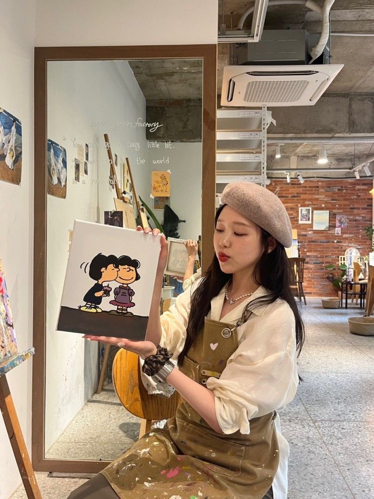 잠실 드로잉카페 추천 - 그림제작소 잠실점 (미대언니룩 입고...