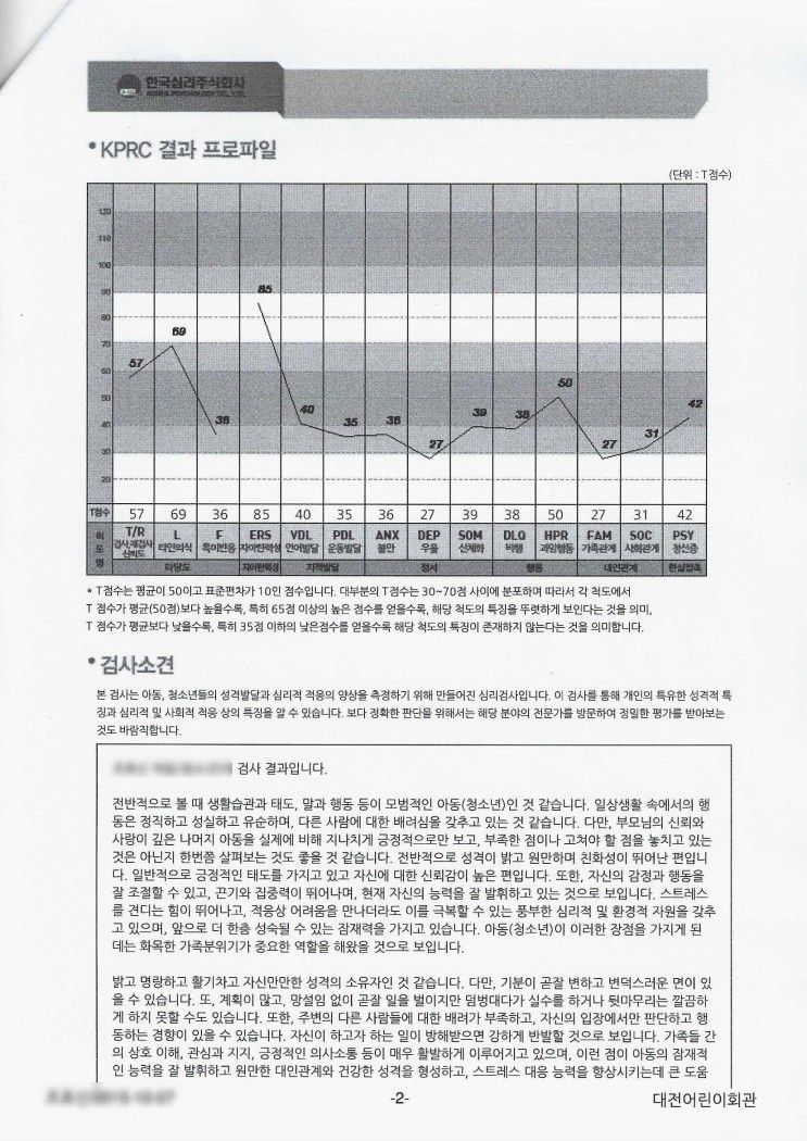 아이 미술 심리 검사 및 인성 검사(KPRC) 실시 (대전어린이회관)