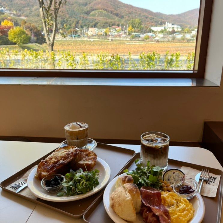 [용인카페] 용인 처인구 드라이브 하기좋은 브런치 맛집 : 사암그레이커피(브런치A/브런치B/바닐라라떼/그레인슈페너)