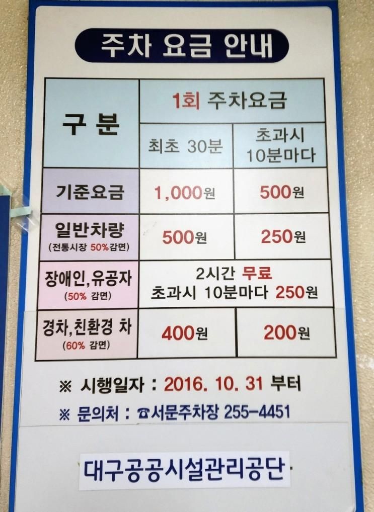 대구 서문시장 주차장 요금 포장 맛집