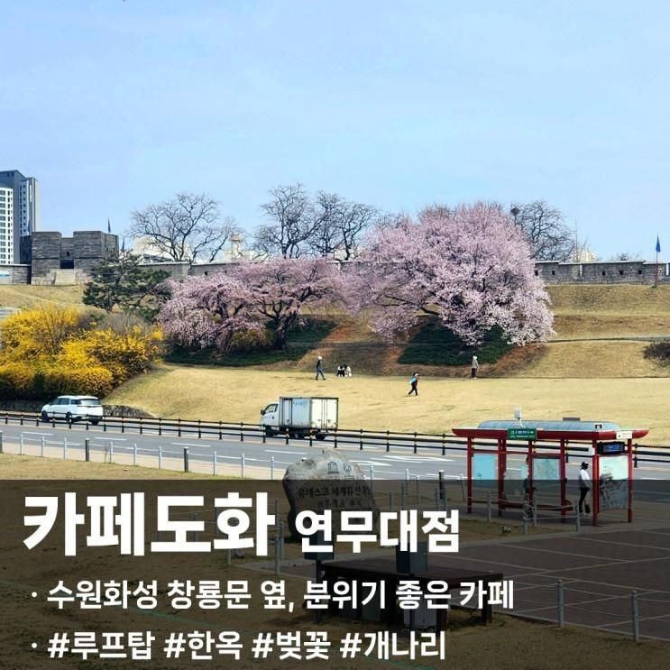 수원ㅣ카페도화 연무대점, 수원화성 벚꽃뷰 루프탑 한옥카페...