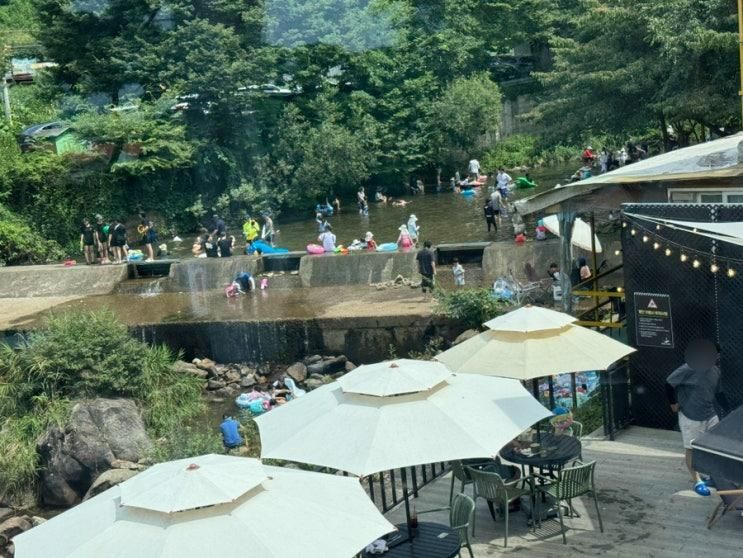 원주 아이랑 계곡 카페 파인플로 용수골 물놀이 가능