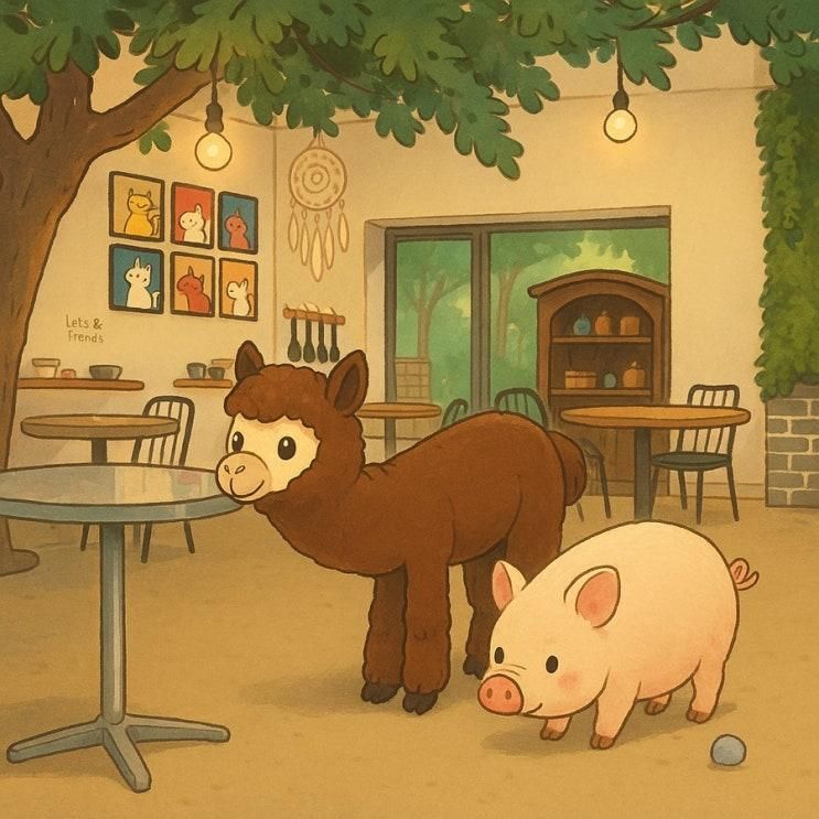 남양주 애견카페 옴뇸뇸, 알파카 미니돼지와 친구 된 날