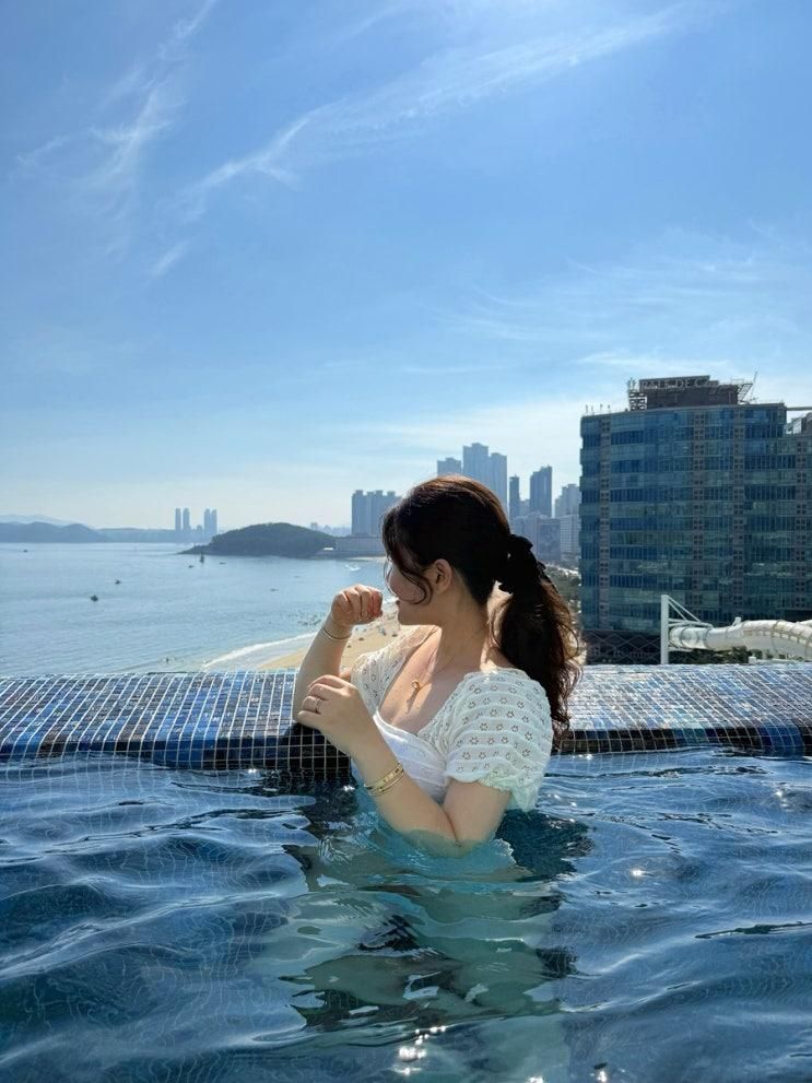 부산 시그니엘 호캉스 여행 프리미어 트윈 해운대비치뷰 호텔 더라운지 망고빙수 후기