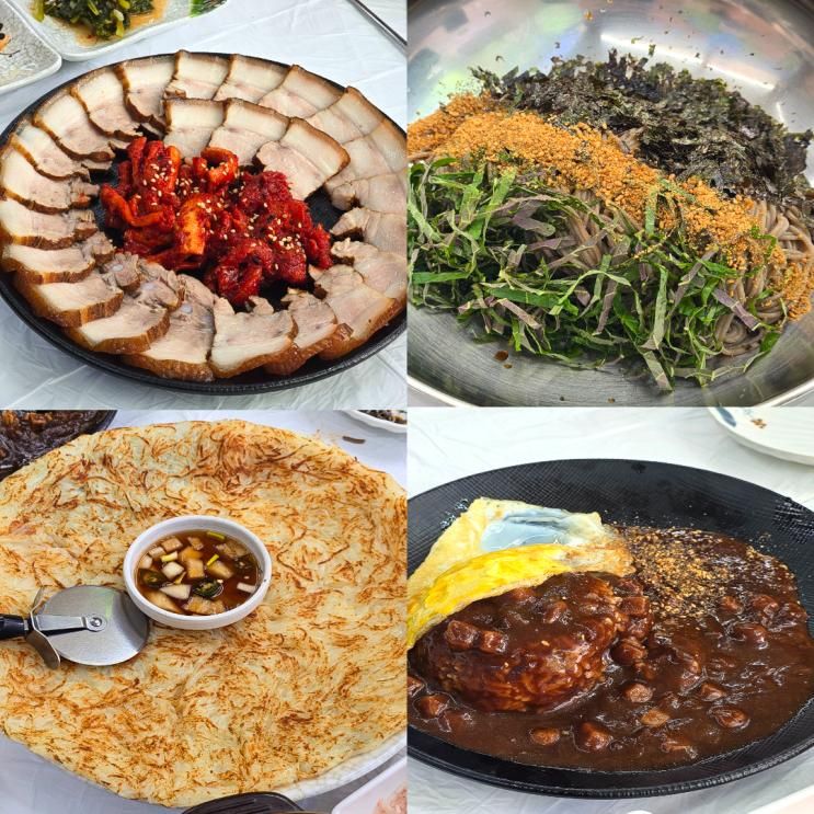 속초 막국수 맛집 수육과 감자전까지 즐기다! 속초해수욕장 근처 탑....