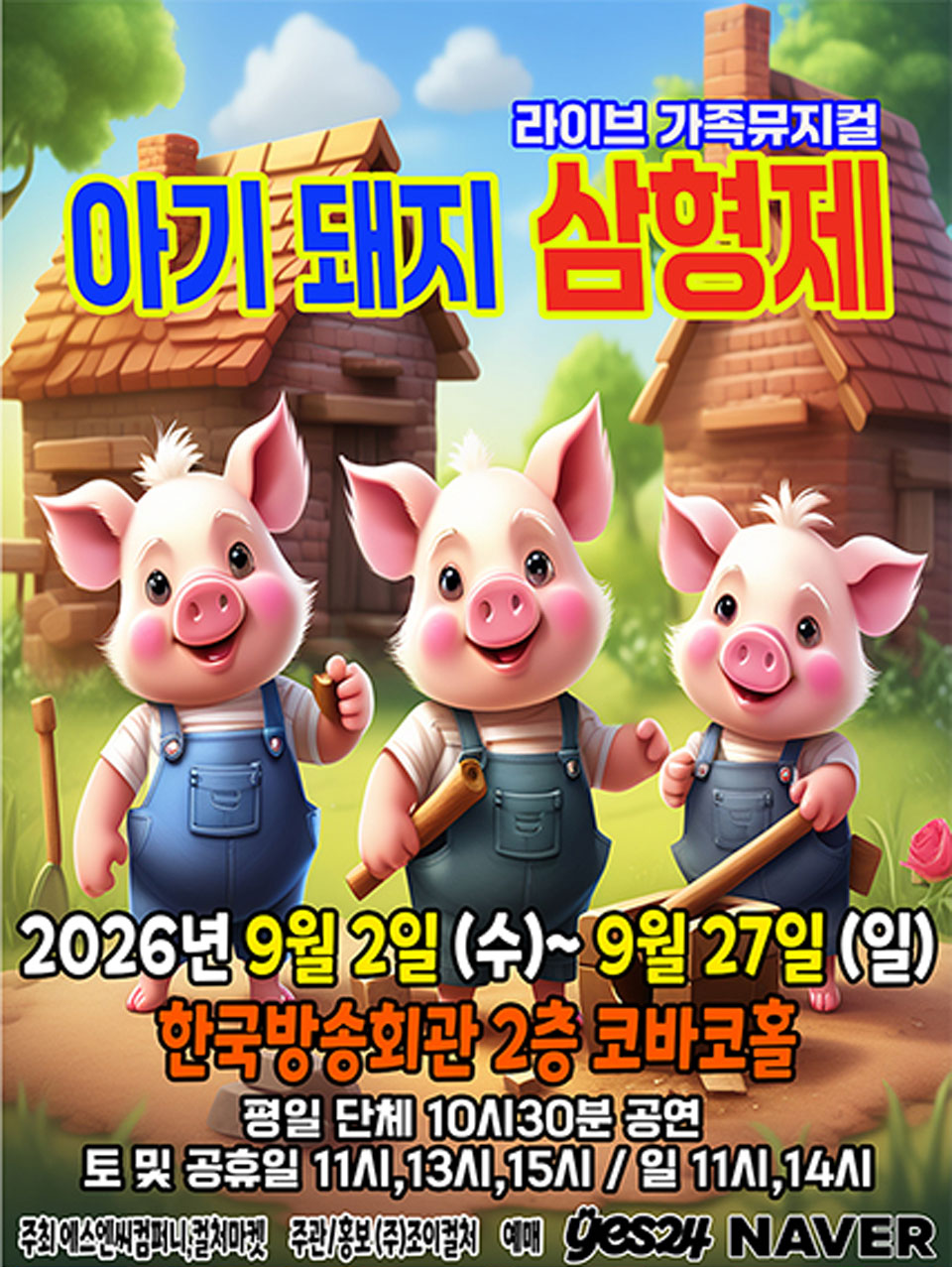 <뮤지컬>명작동화 가족뮤지컬 [아기돼지삼형제]-서울(26/09/02~26/09/27)