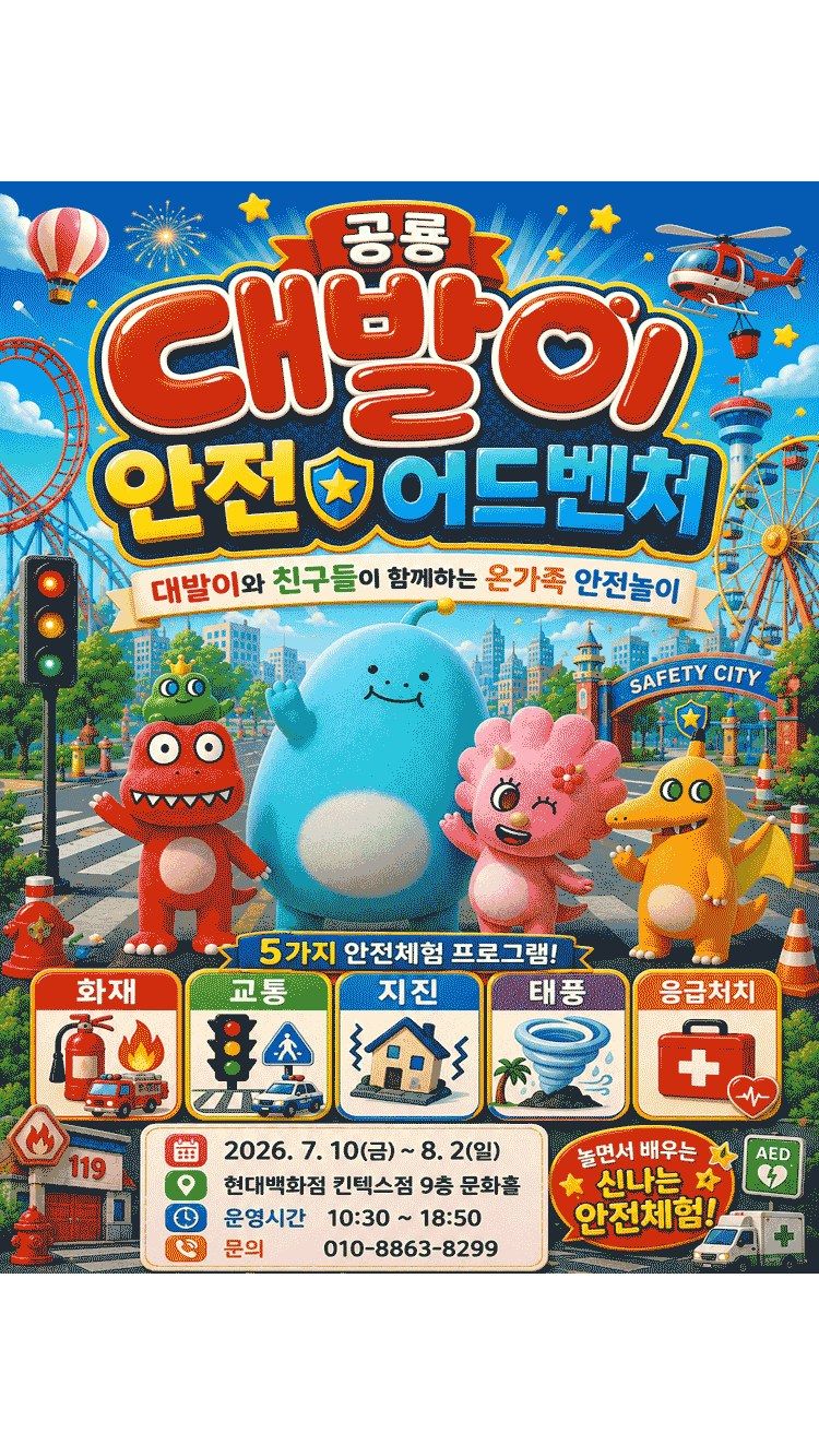 <전시> 공룡 대발이 안전 어드벤처 - 현대백화점 킨텍스점 (26/07/10 ~ 26/08/02)